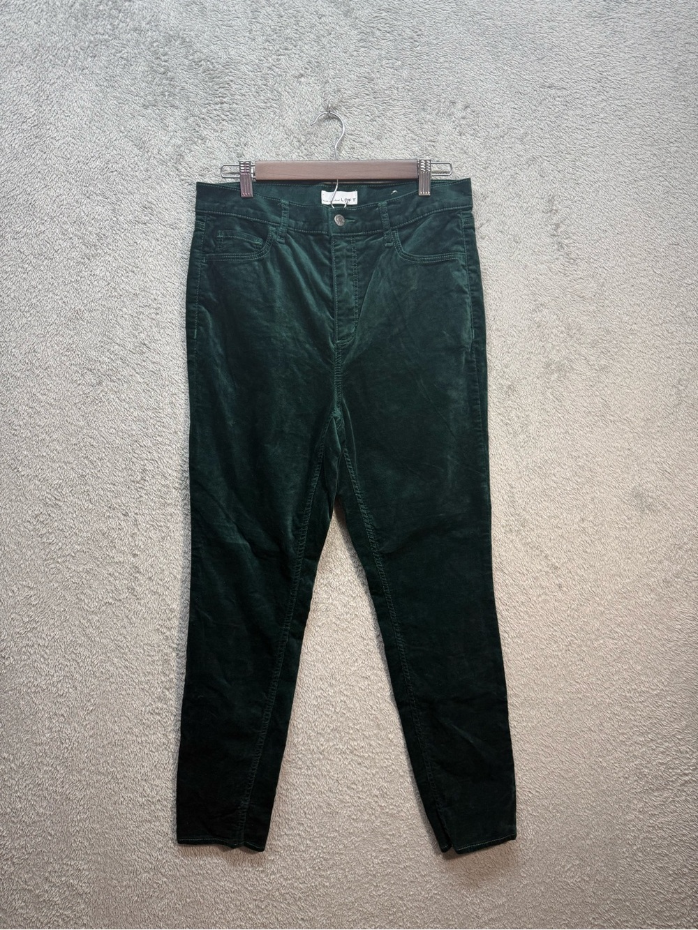 LOFT High Rise Skinny Velvet Corduroy Pants Forest Green